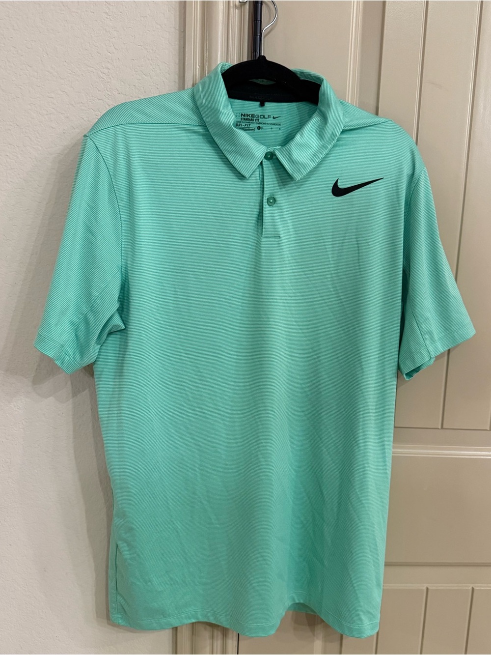 Nike Golf Standard Fit Dri-Fit Green Striped Polo Size Large